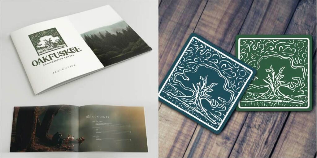 Atomic Brand Energy Case Study - Oakfuskee Conservation Center - Branding-Style Guide & Coasters